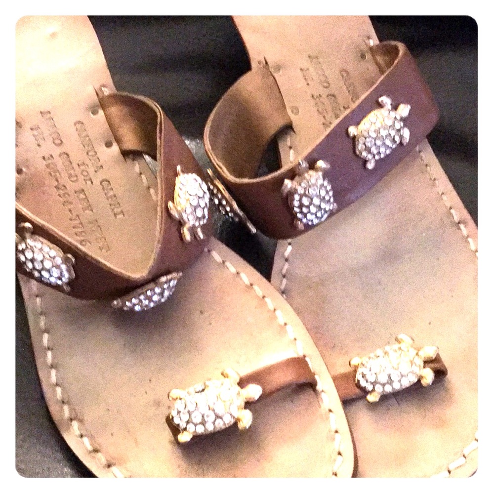 Leather and gold turtles handmade sandals